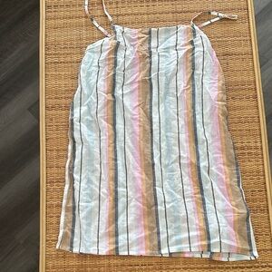 Billabong Pastel Striped Tie-Shoulder Swim Coverup - Blue, Pink, Tan, White